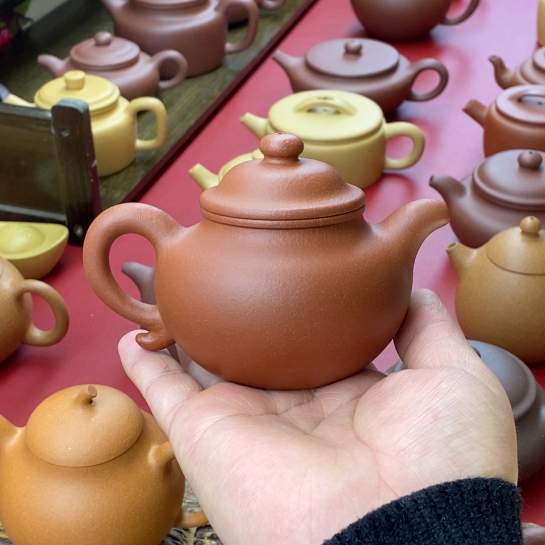 紫砂茶壶莲子红降坡180容量