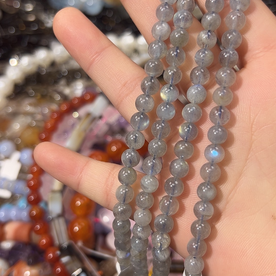 玛瑙/玉髓散珠灰月光卡6