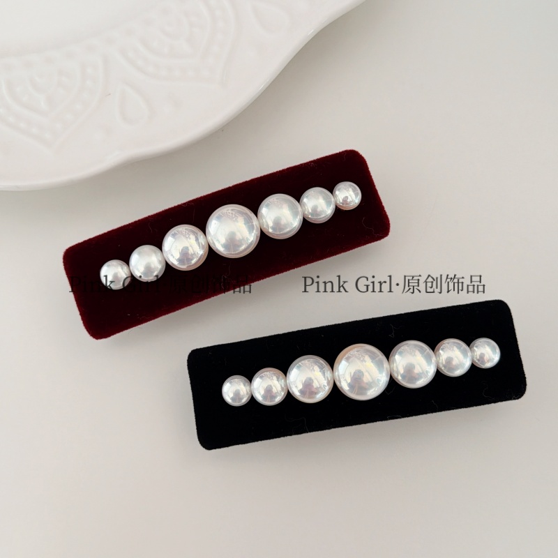 Pink Girl  T371秋冬新款气质丝绒弹簧夹8cm小香风简约优雅发夹