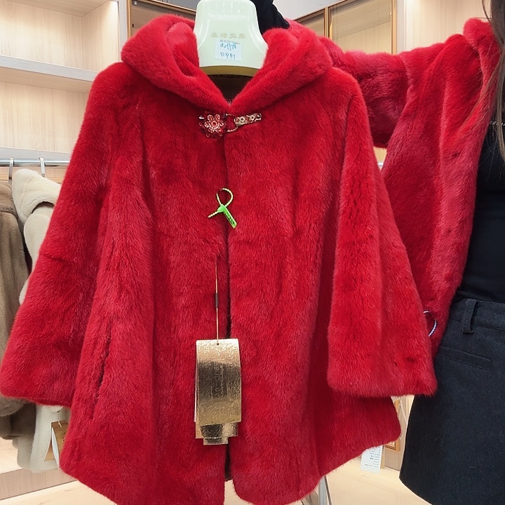 红色貂皮大衣yh0840