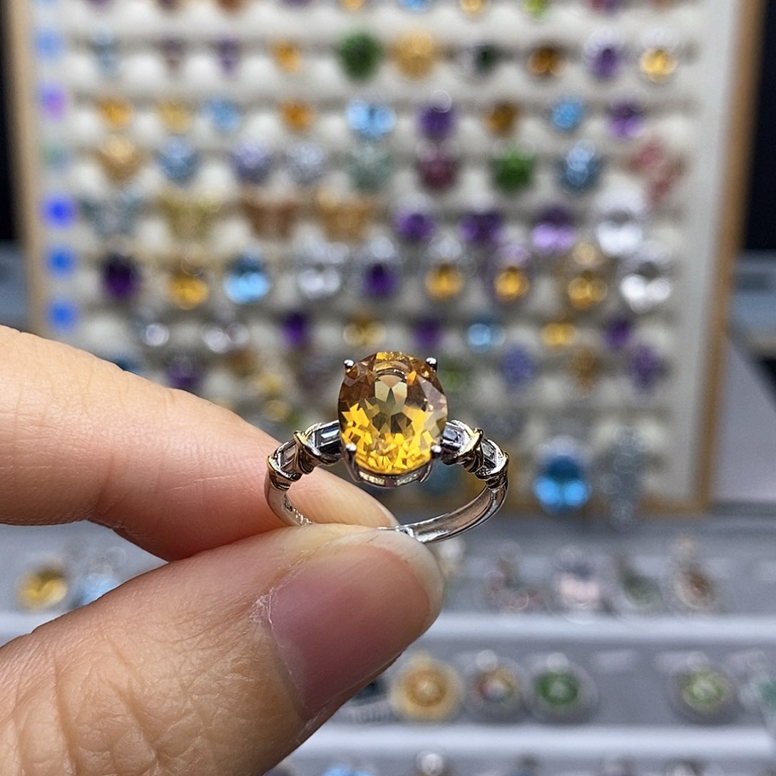 银S925镶嵌戒指黄晶不含证书