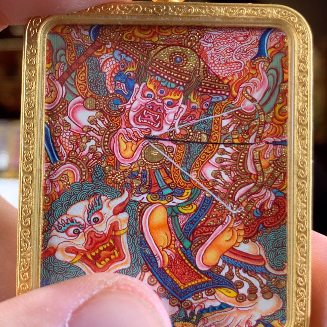 吊坠热贡纯手绘唐卡白哈尔王