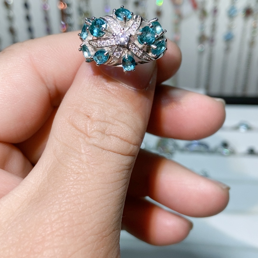 绿水晶戒指银S925镶嵌