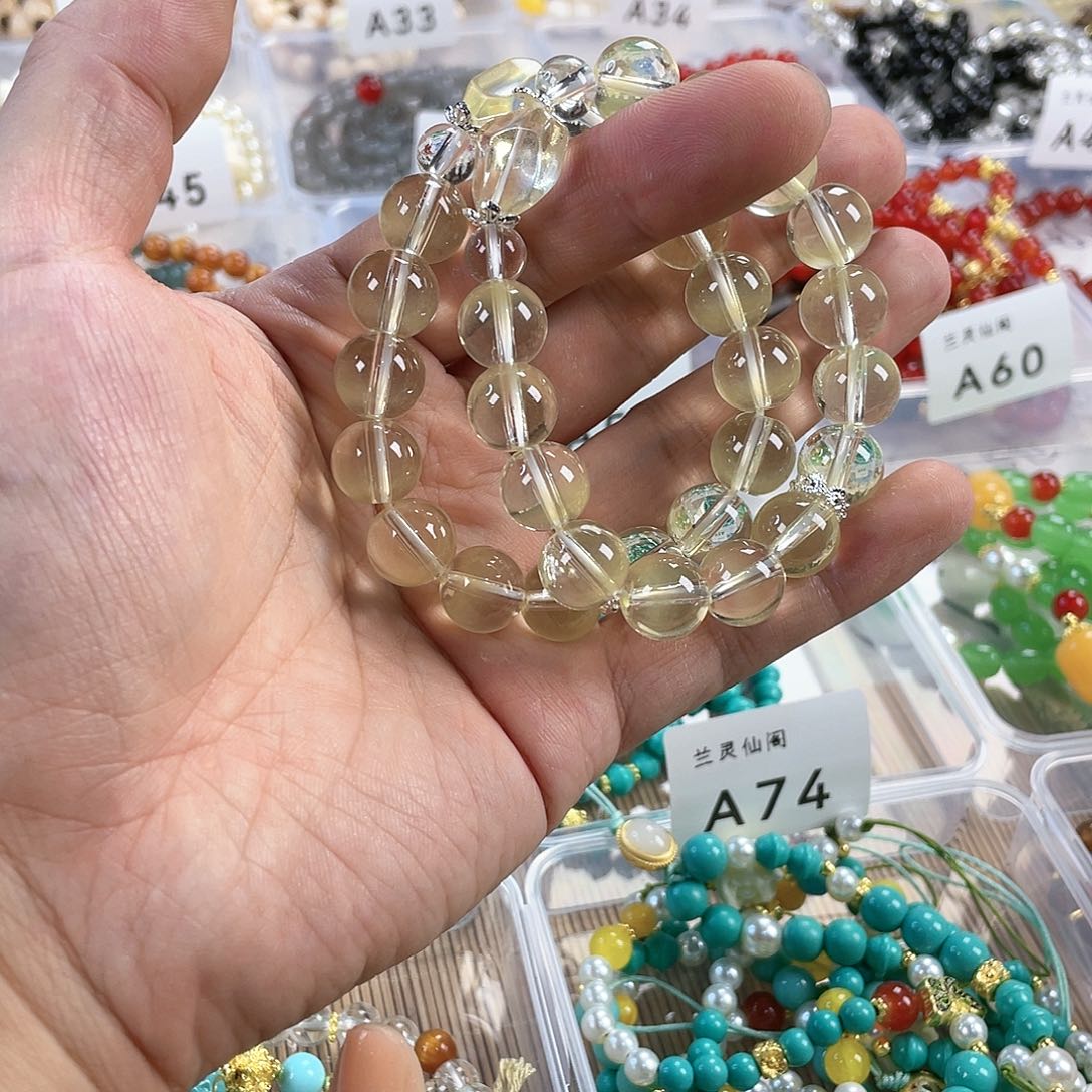 檀香木手串银S925镀金镶嵌