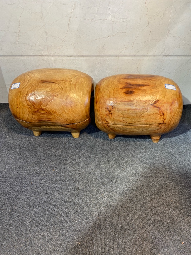 香樟木原木实木创意凳子福猪造型摆件