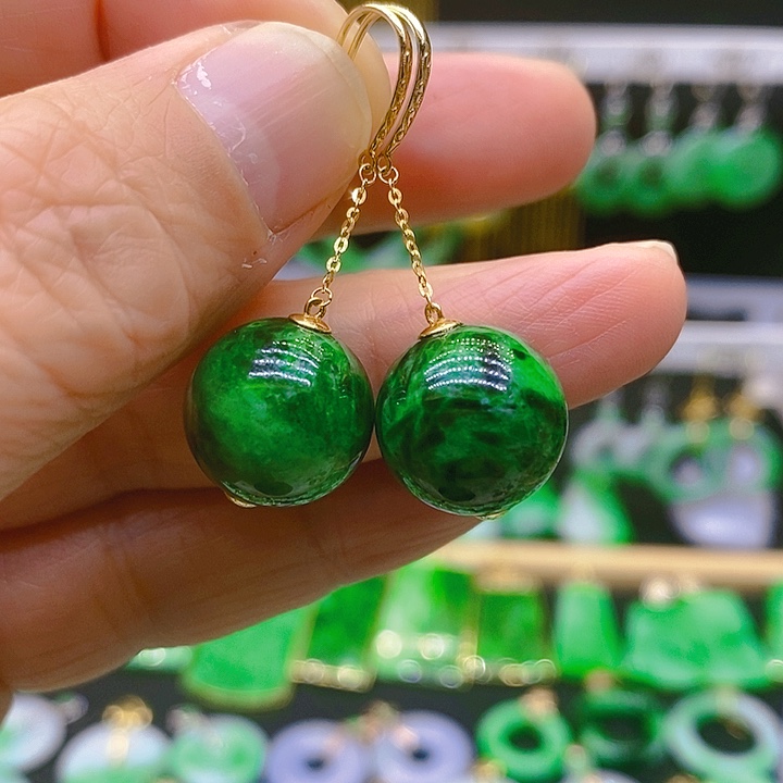 翡翠耳饰18K金镶嵌耳坠