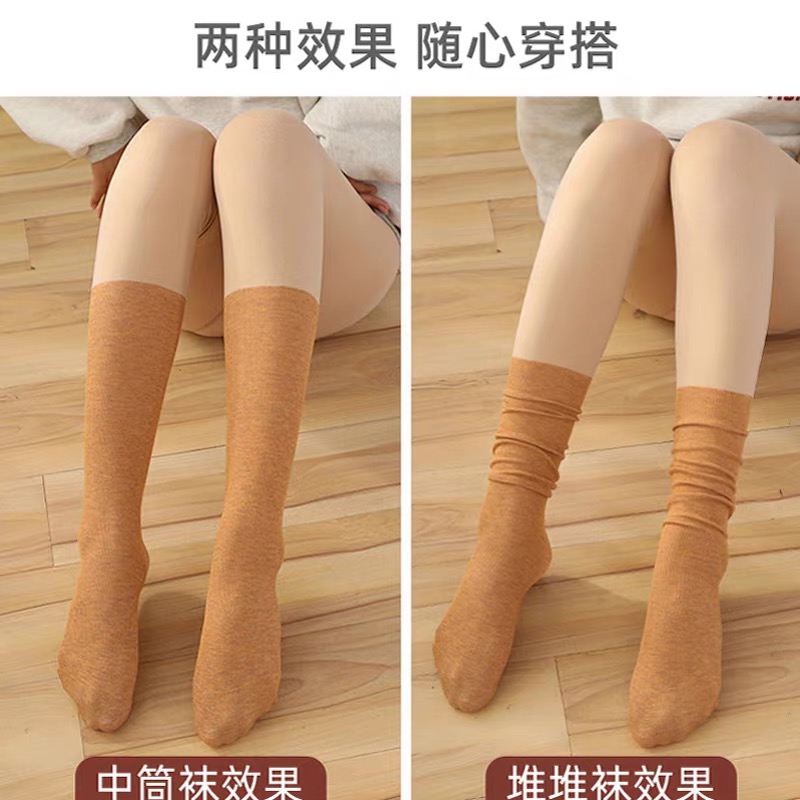 日系拼接款不过膝加绒款连脚打底裤