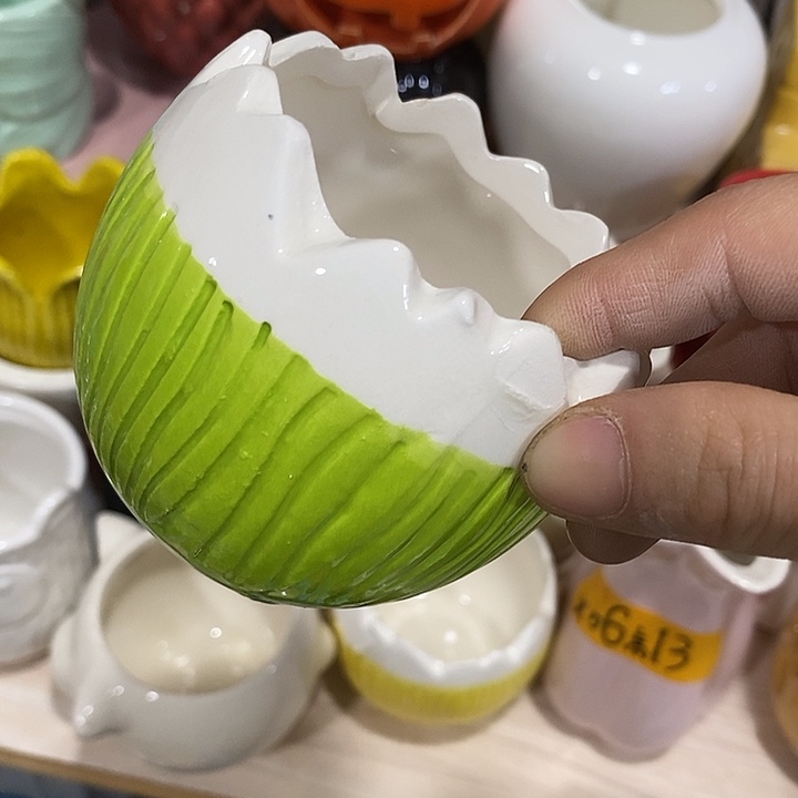 陶盆有孔 瑕疵针孔漏釉介意勿拍外口 7外高7