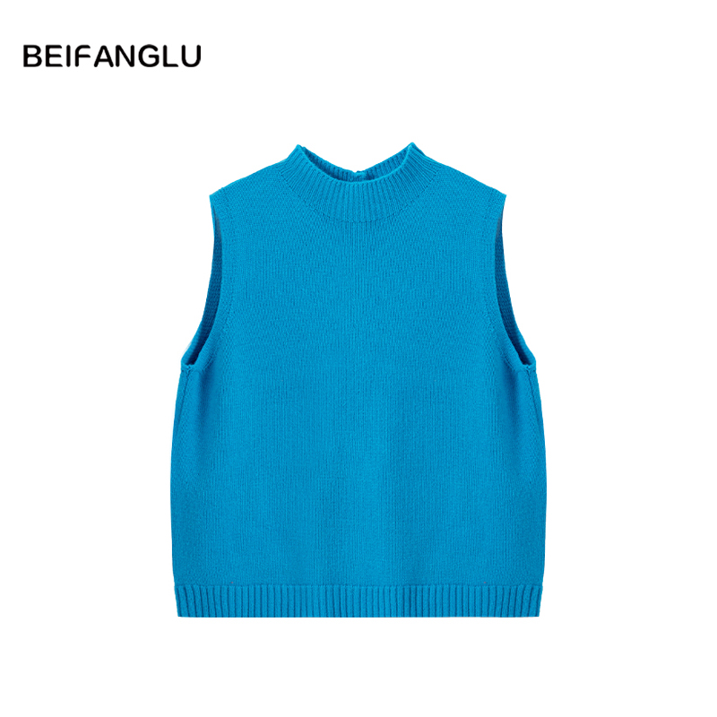 北方鹿 设计感露背100羊毛2025新款叠穿针织背心上衣女士251518