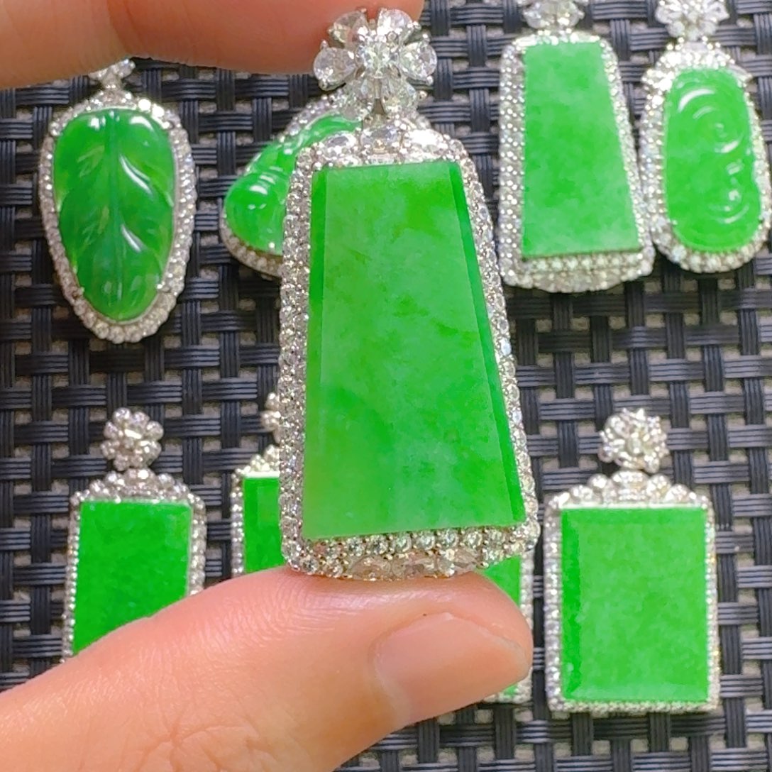 翡翠银S925镶嵌颈饰吊坠