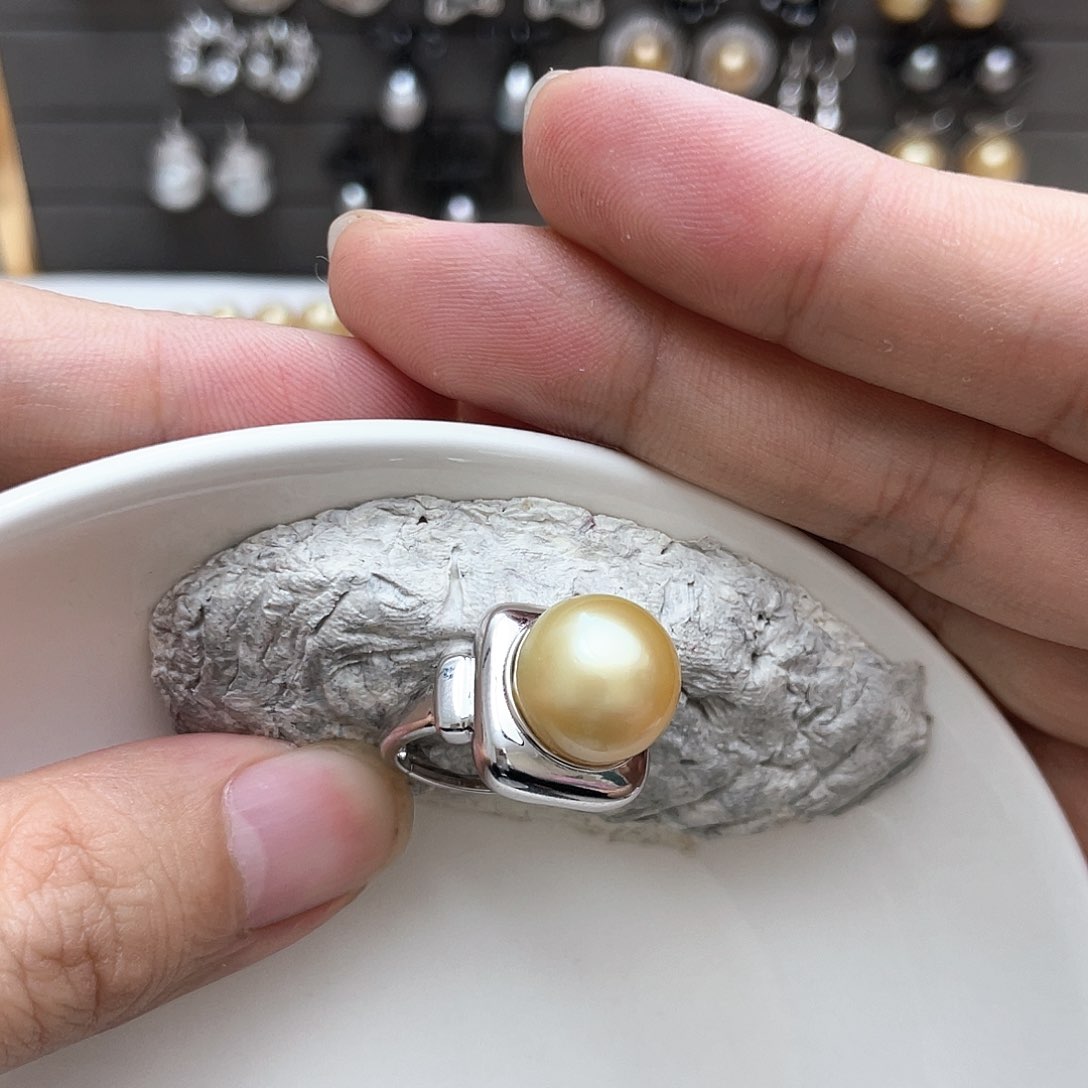 戒圈银S925镶嵌海水珍珠