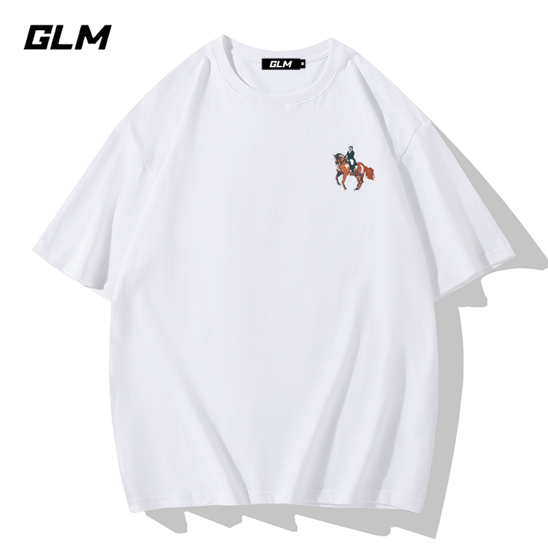 GLM重磅短袖t恤男士2025新款夏季纯棉美式潮牌潮流宽松大码圆领衫