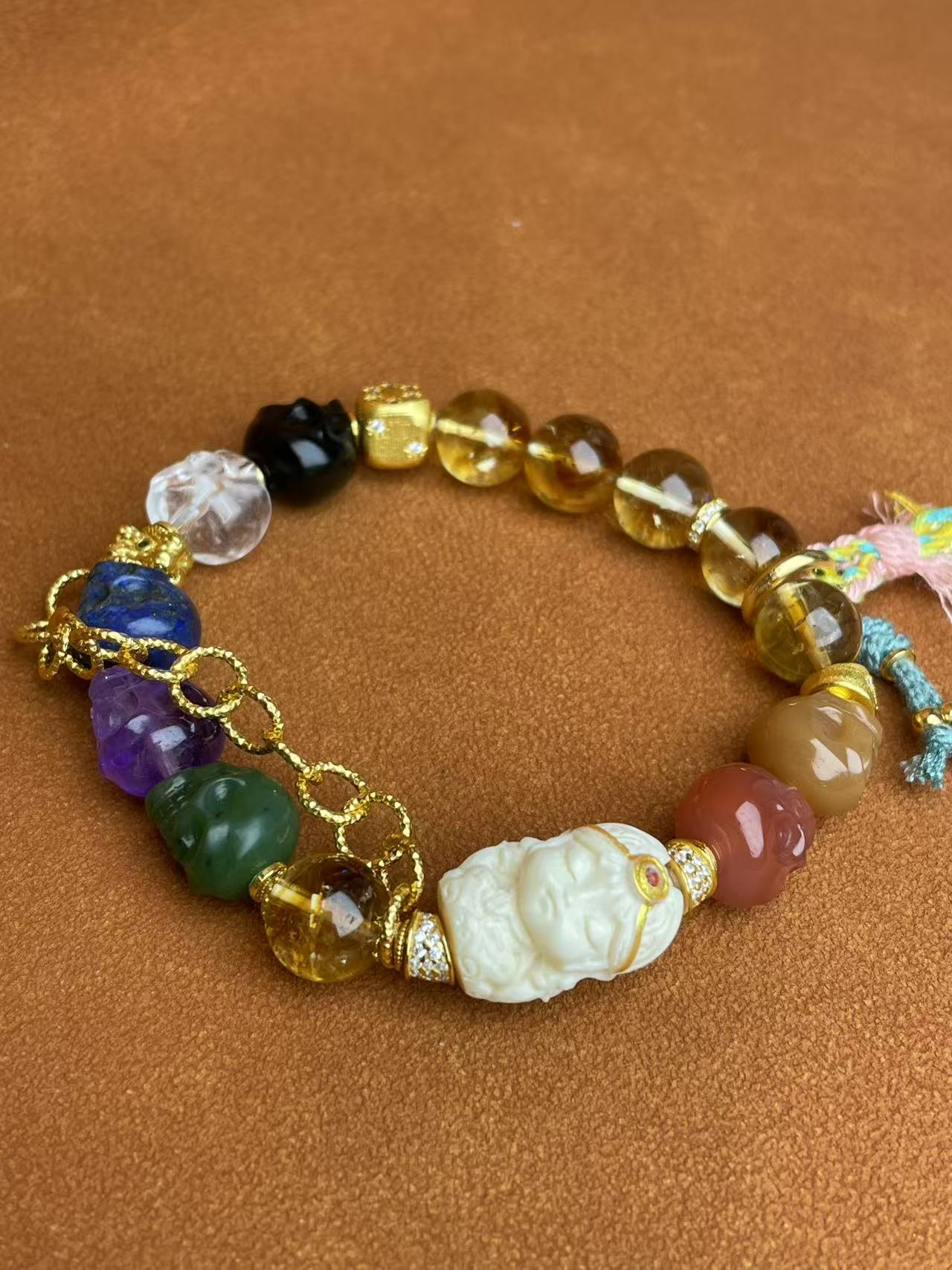 壹加师姐|手工设计扎基水晶阿呆多宝手串多样性发一7312n