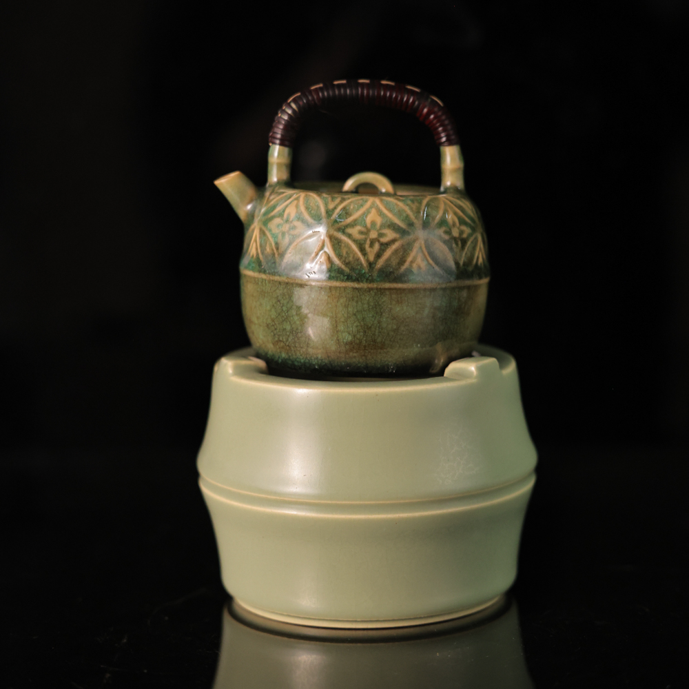 清歌茗田【九姐爱喝茶】松影琉璃钱纹小品壶+千山翠竹节炉-茶道零配