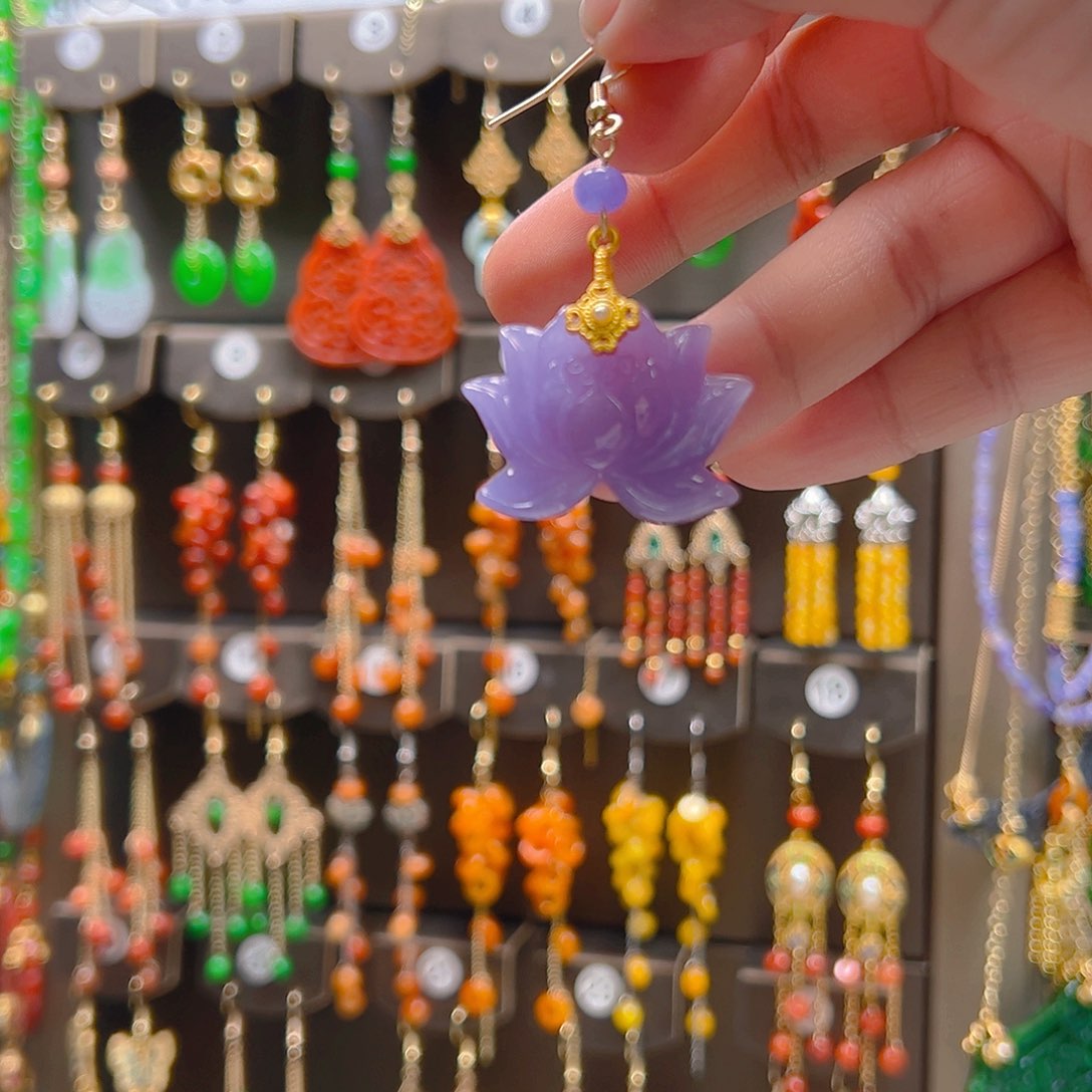 翡翠合金耳饰甜*翡翠一只