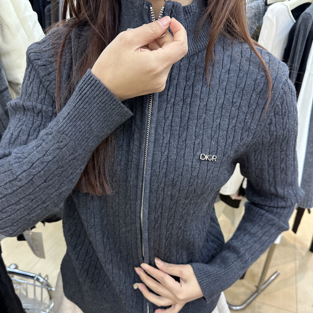 韩系慵懒软糯立领短款拉链针织开衫外套女春秋外搭上衣