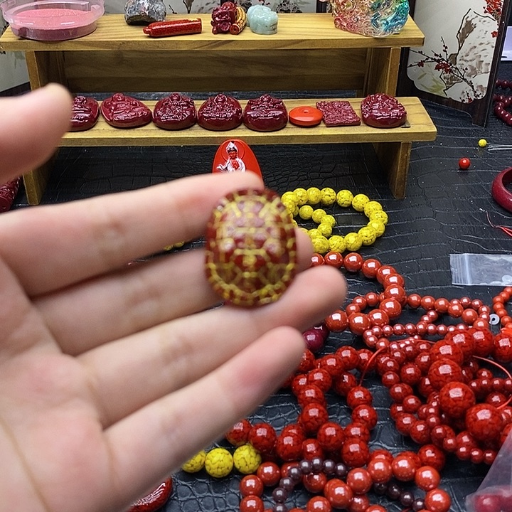 天然辰砂看图看图手机挂