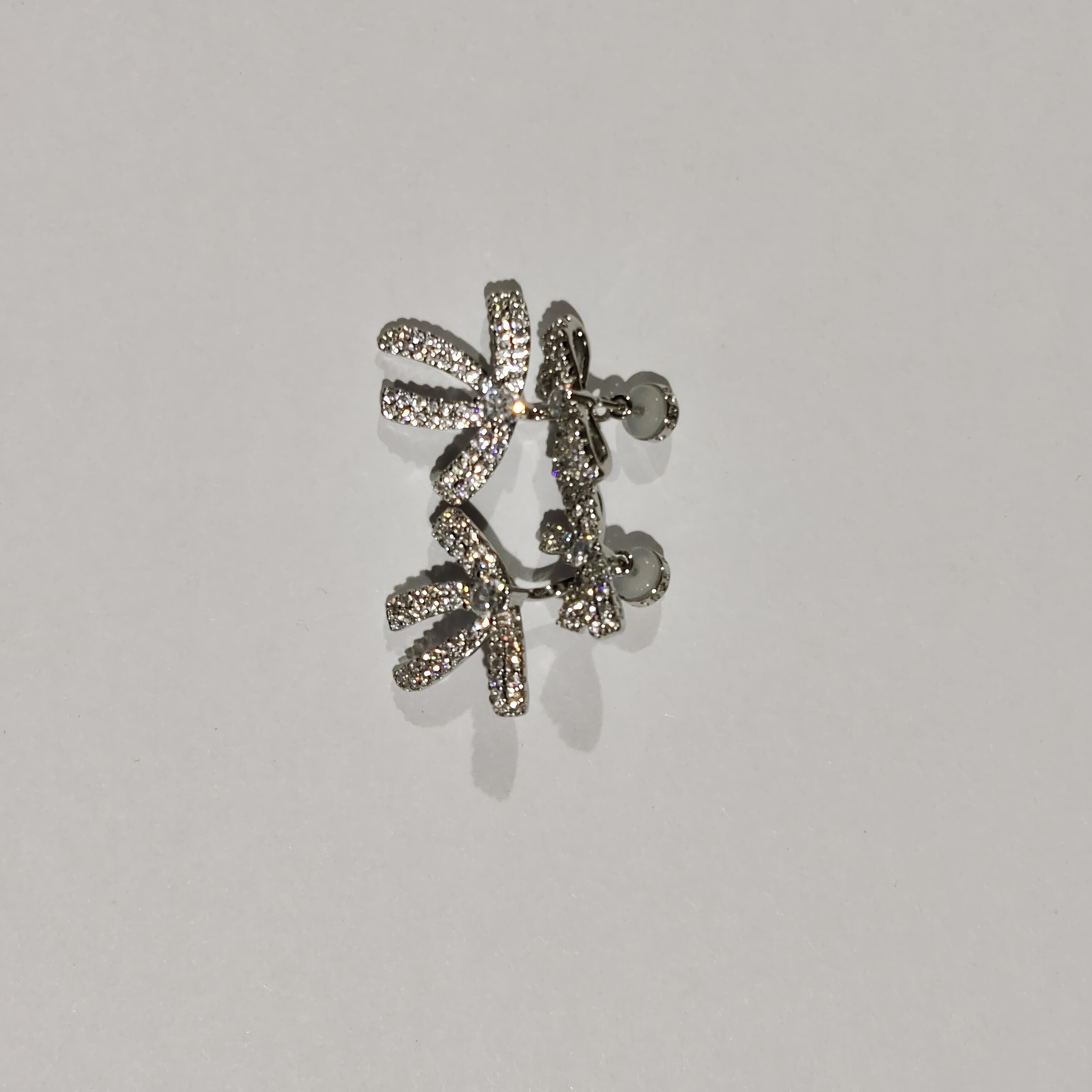 合金锆石耳饰 耳钉 双层蝴蝶结耳钉（A41）