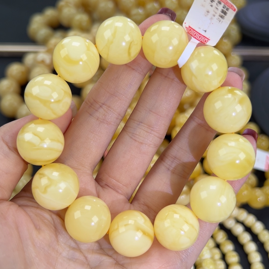 琥珀未镶嵌手链40.5白蜡妖花