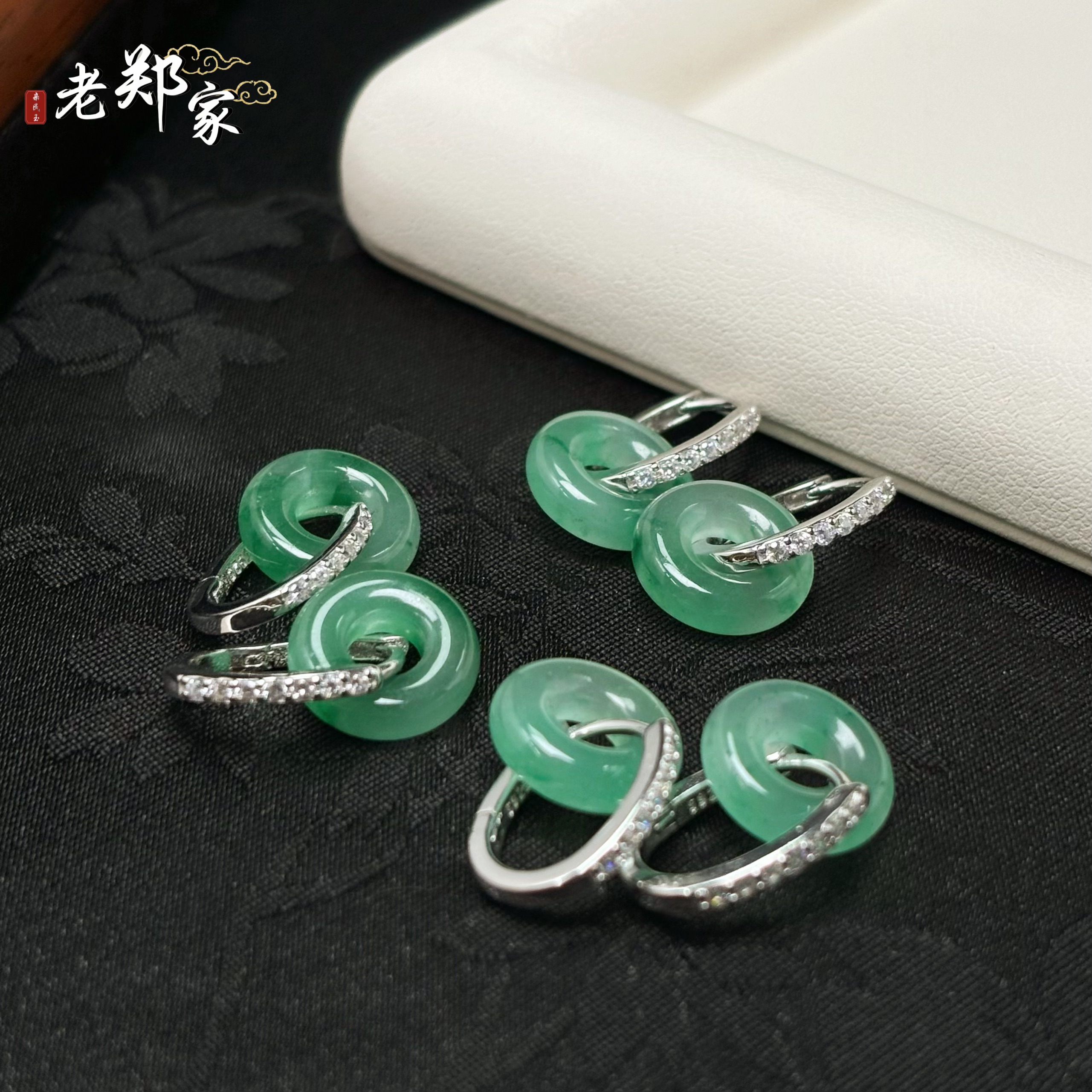 【老郑家】925银非洲翠耳饰一对 112 多样性发1件 约12*3mm