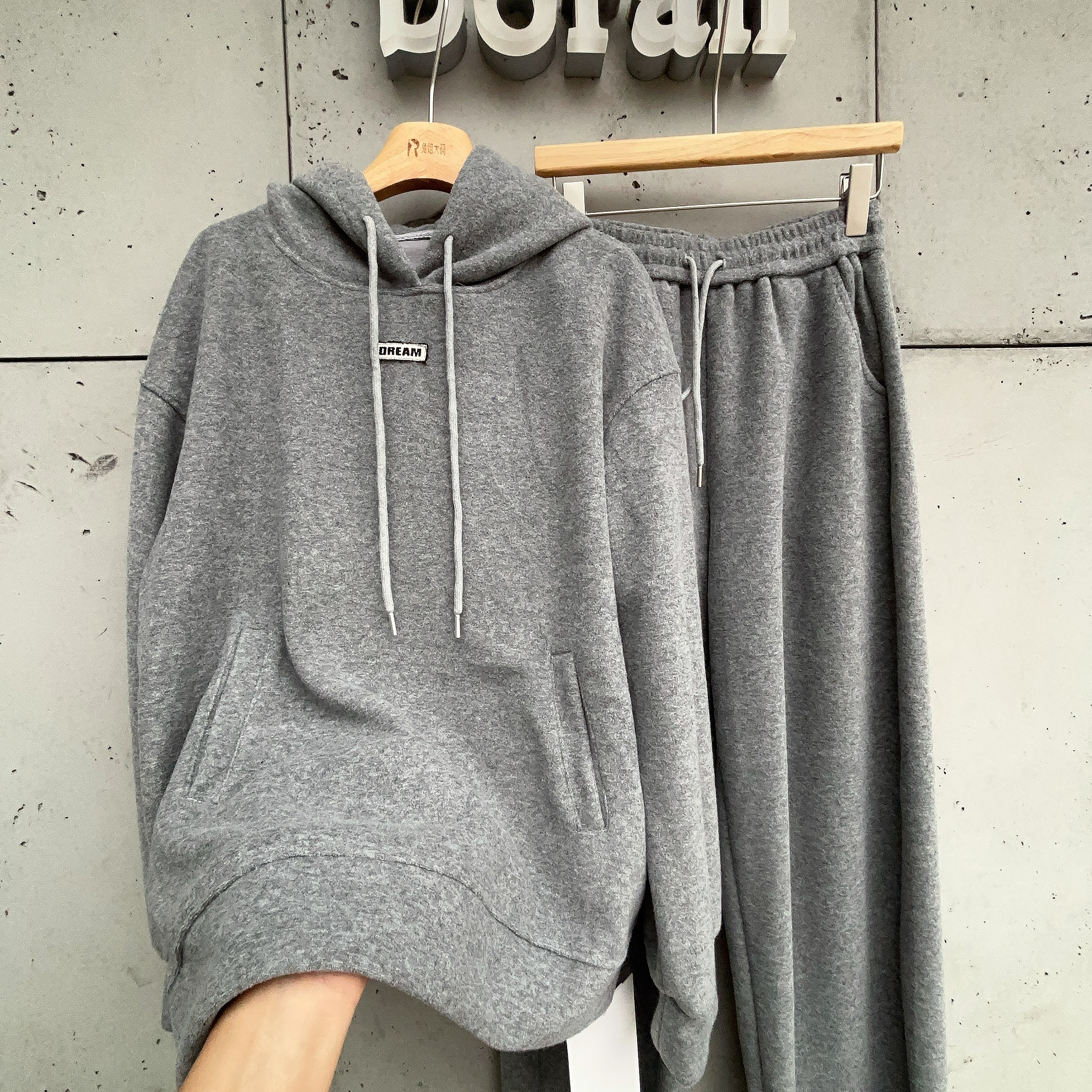 TU姐 大码连帽卫衣休闲百搭显瘦遮肉直筒阔腿裤两件套大码套装