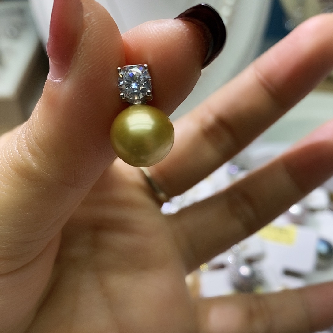 淡水珍珠耳钉银S925镶嵌