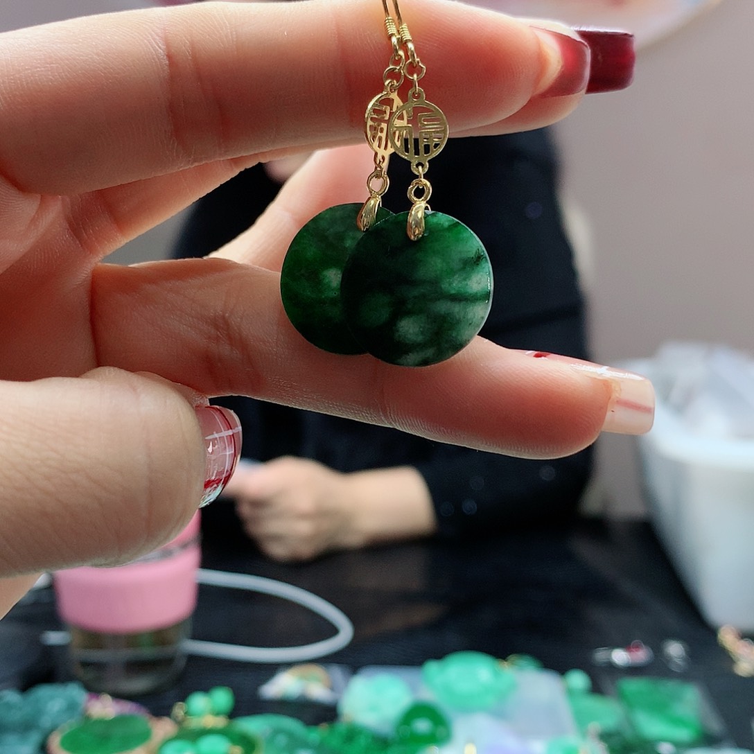 【闪购商品】翡翠耳饰银S925镶嵌，