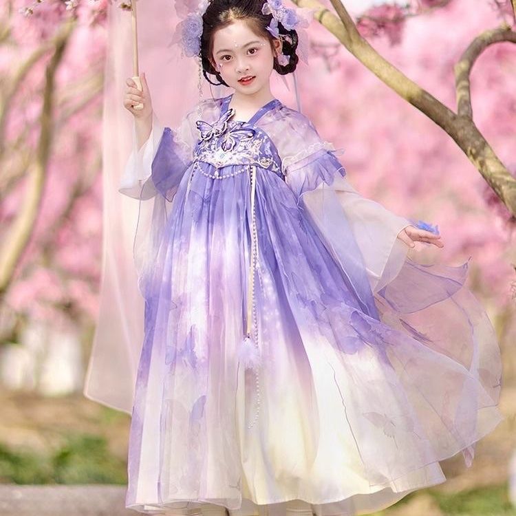 2025新款儿童汉服女童连衣裙中国唐装古风古装超仙公主