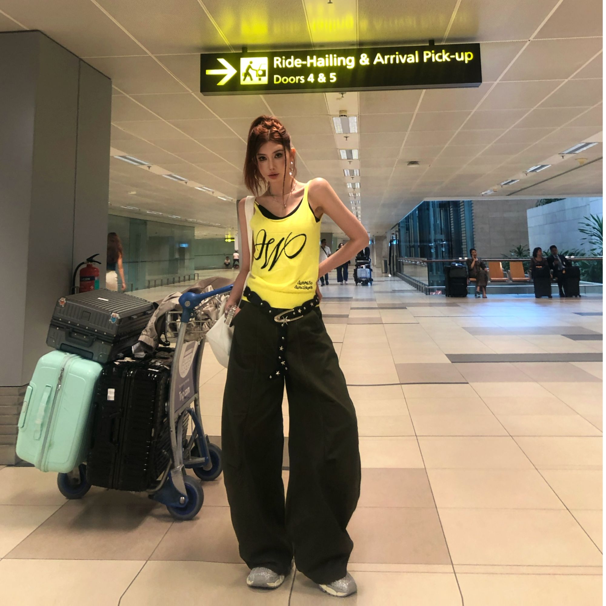 LI婉君【新加坡机场裤】春夏韩系时尚休闲百搭阔腿牛仔裤LWJ25A1K55