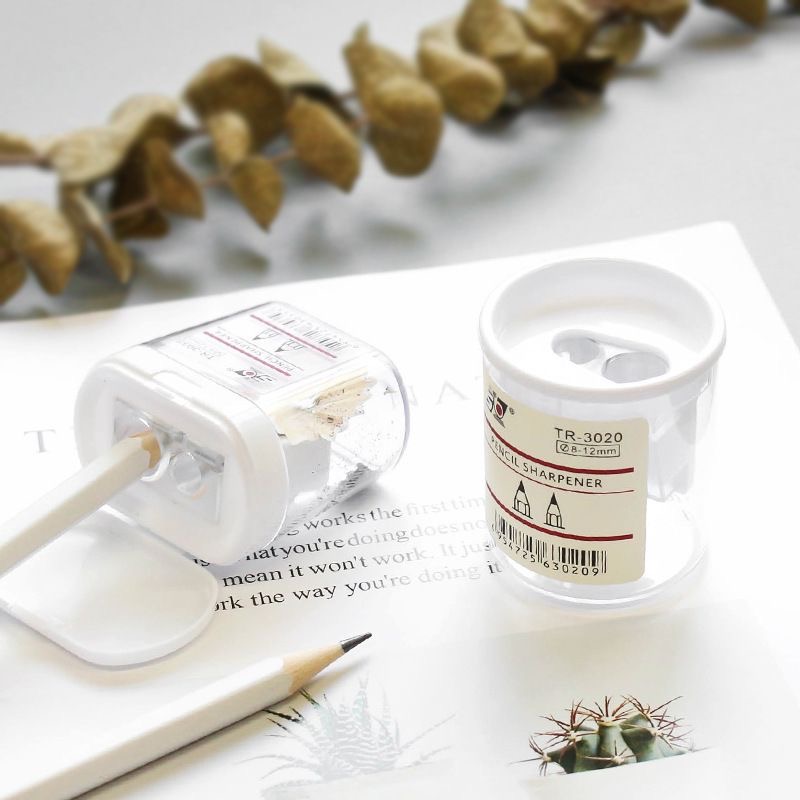 无印风简约带盖双孔卷笔刀铅笔刀削笔器创意便携学生转笔刀