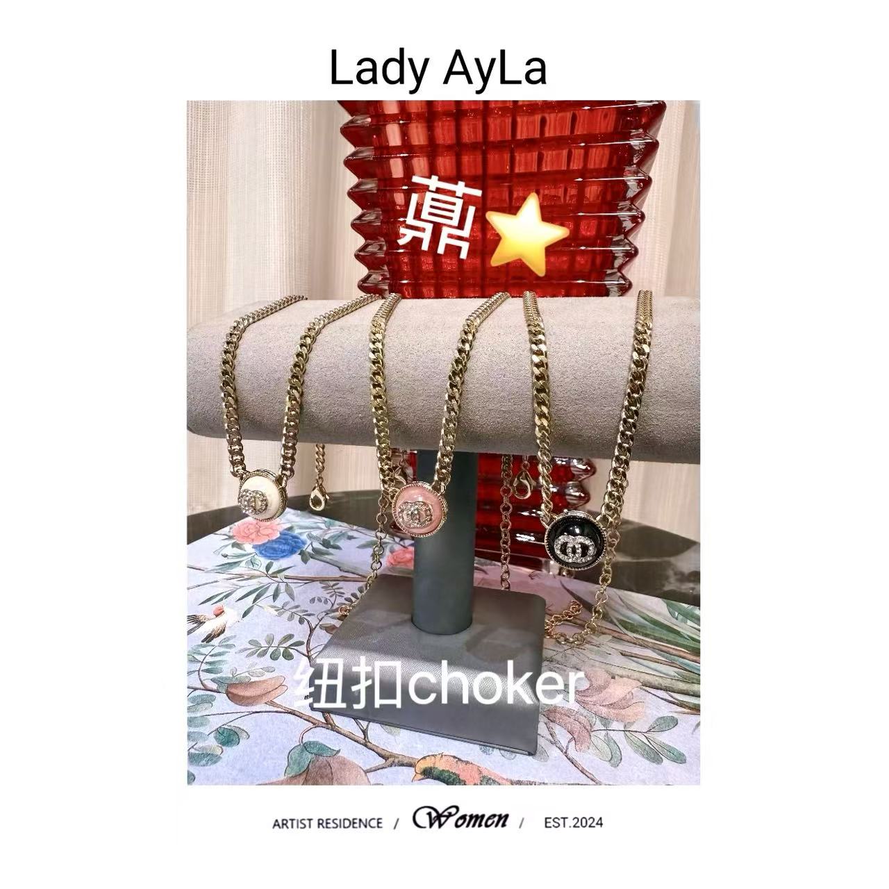 铜合金项链 25S C 纽扣 项链AL9464