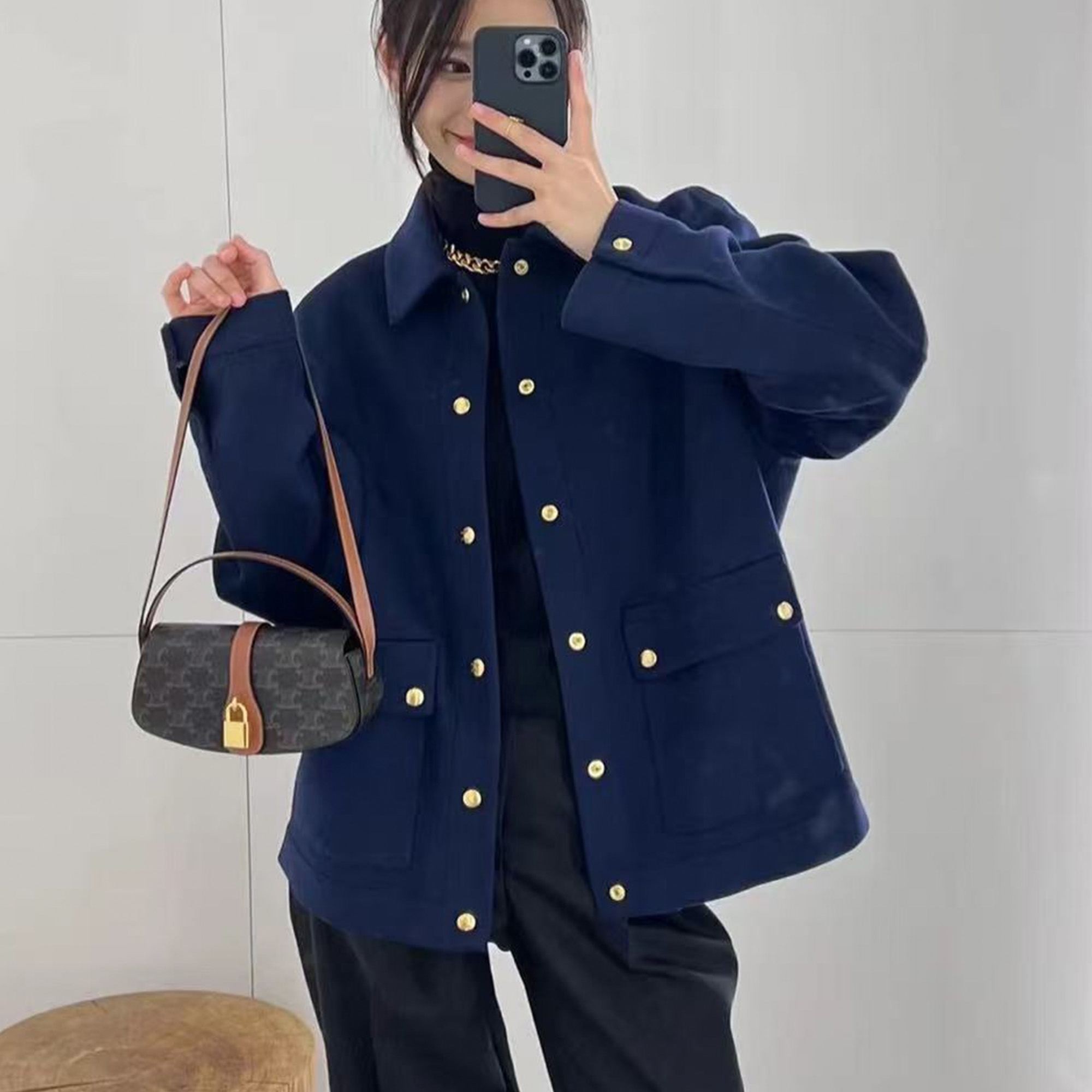 未使用 Celine/思琳 纯色单排扣长袖外套