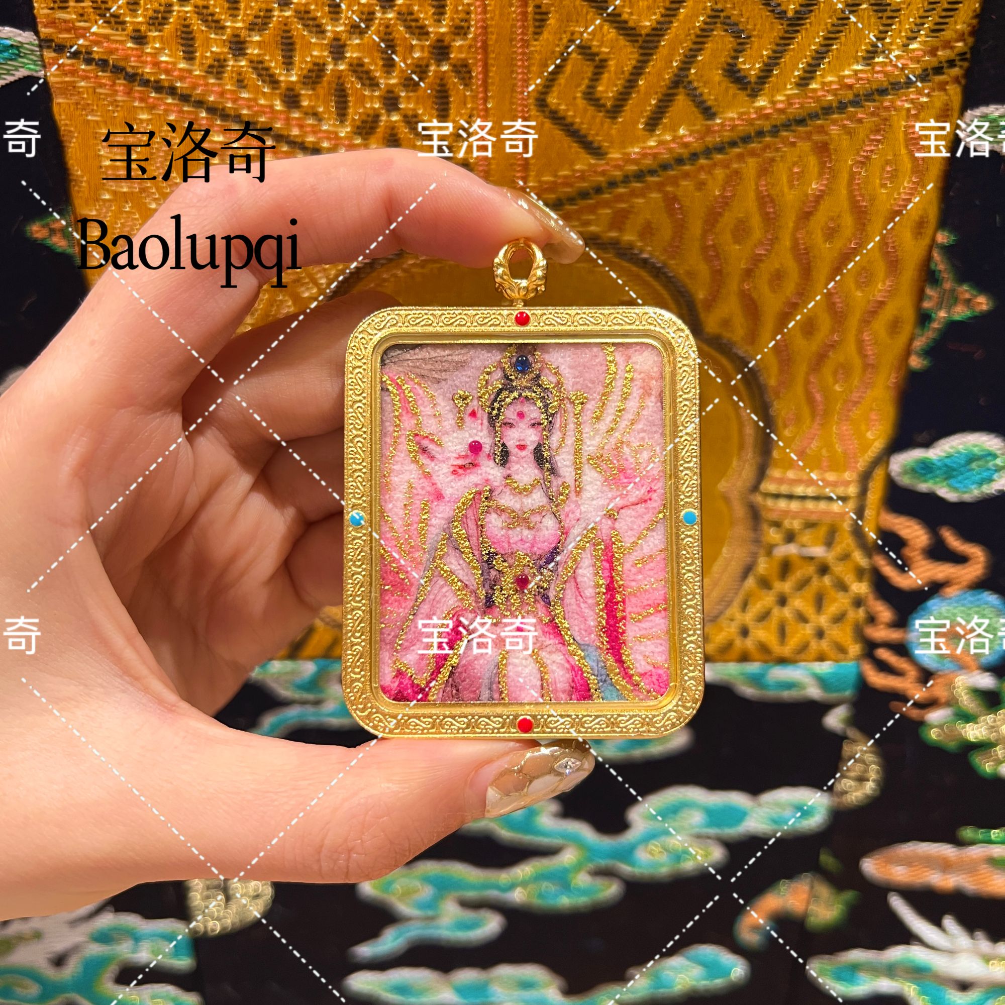 BLQTK-070 幻烟粉姬凤九本尊手工砂双面唐卡