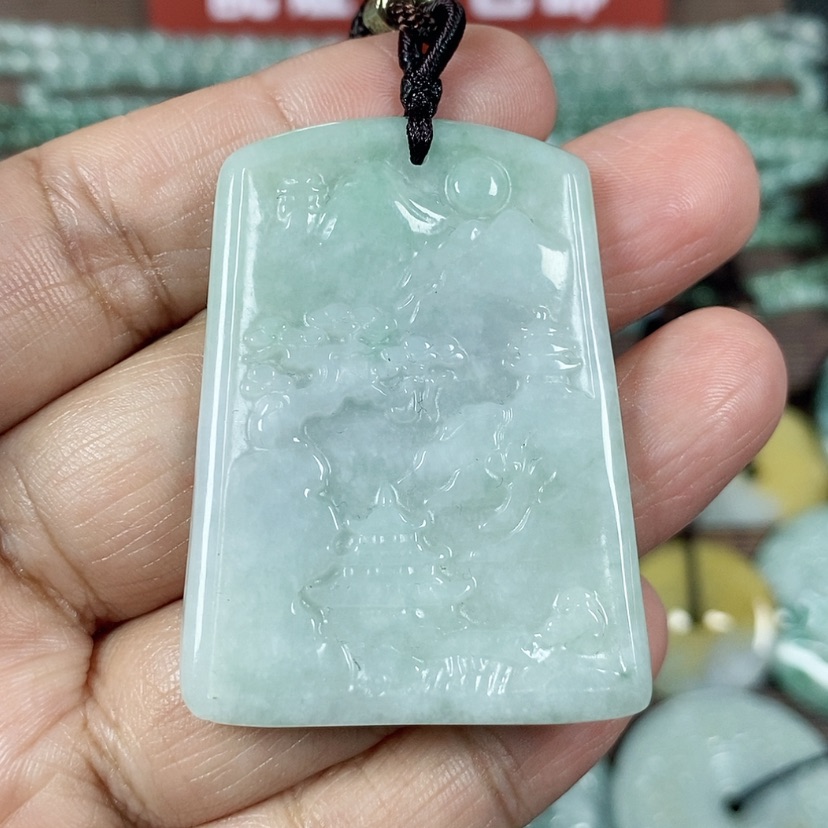 【闪购商品】翡翠颈饰未镶嵌玉吊坠翡翠玉山水牌