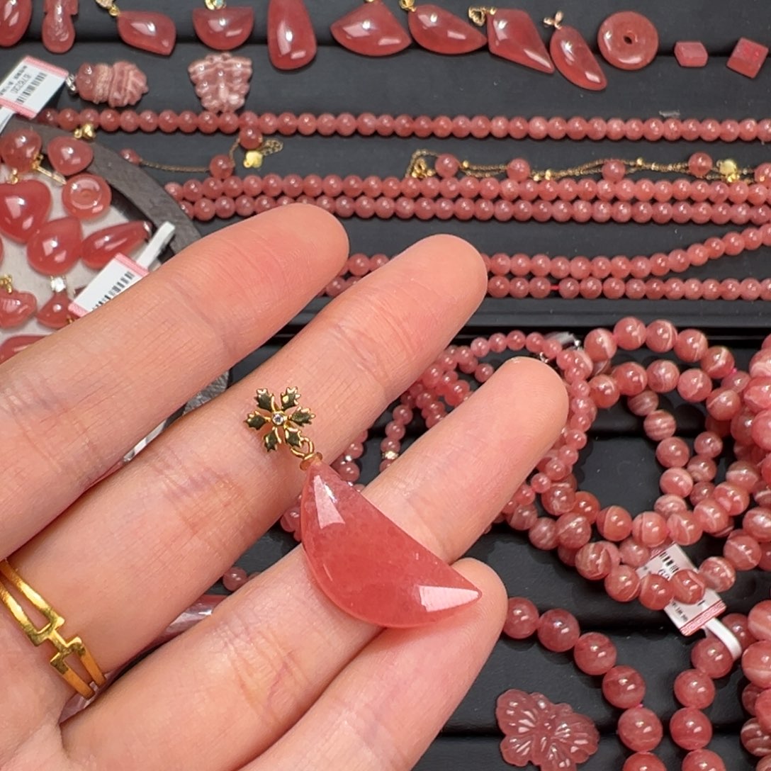 菱锰矿（红纹石）未镶嵌手绳