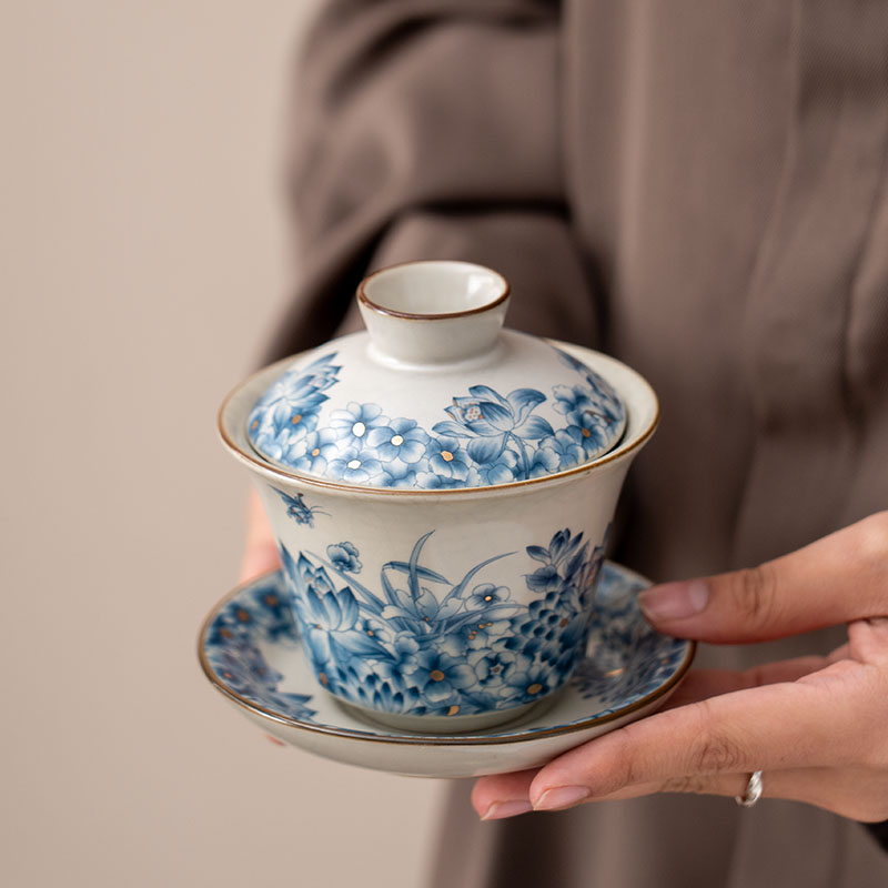 汝窑蝶恋花盖碗013