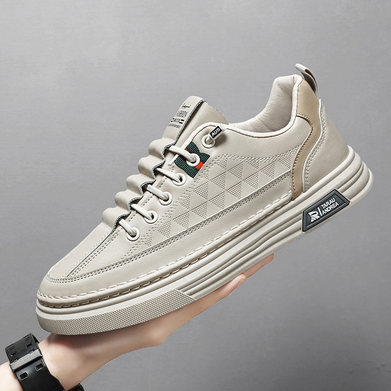 春季新款男鞋潮流透气一脚蹬白色板鞋时尚百搭休闲皮鞋运动潮鞋