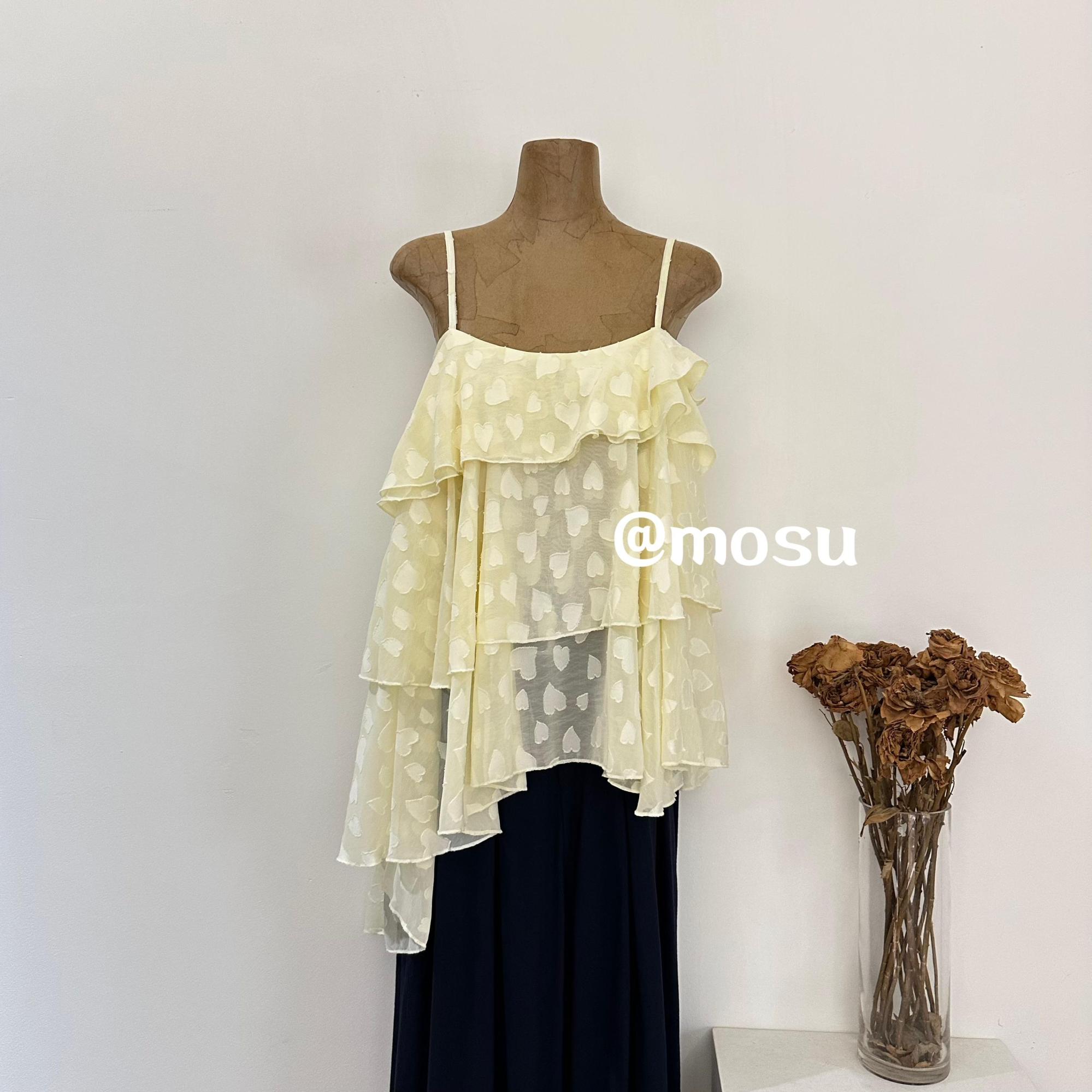 901006（mosu.新款）韩版爱心百搭显瘦设计感吊带无袖上衣