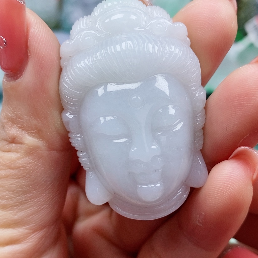 【闪购商品】翡翠颈饰未镶嵌天然翡翠A货观音