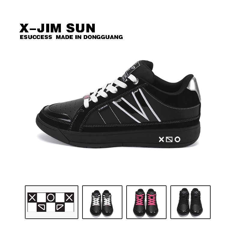 击上滑板鞋经典低帮休闲保暖百搭男鞋厚底增高学生男女同款黑骑士