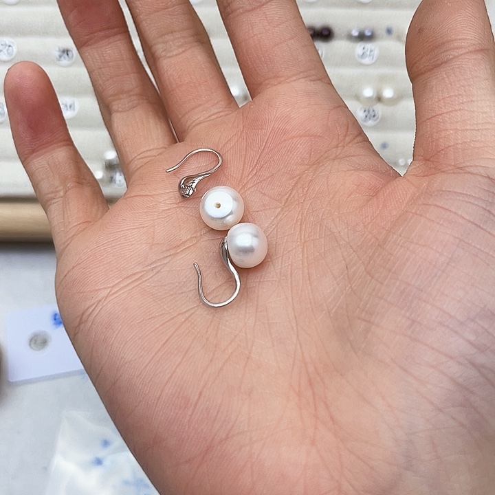 淡水珍珠耳饰银S925镶嵌槿**