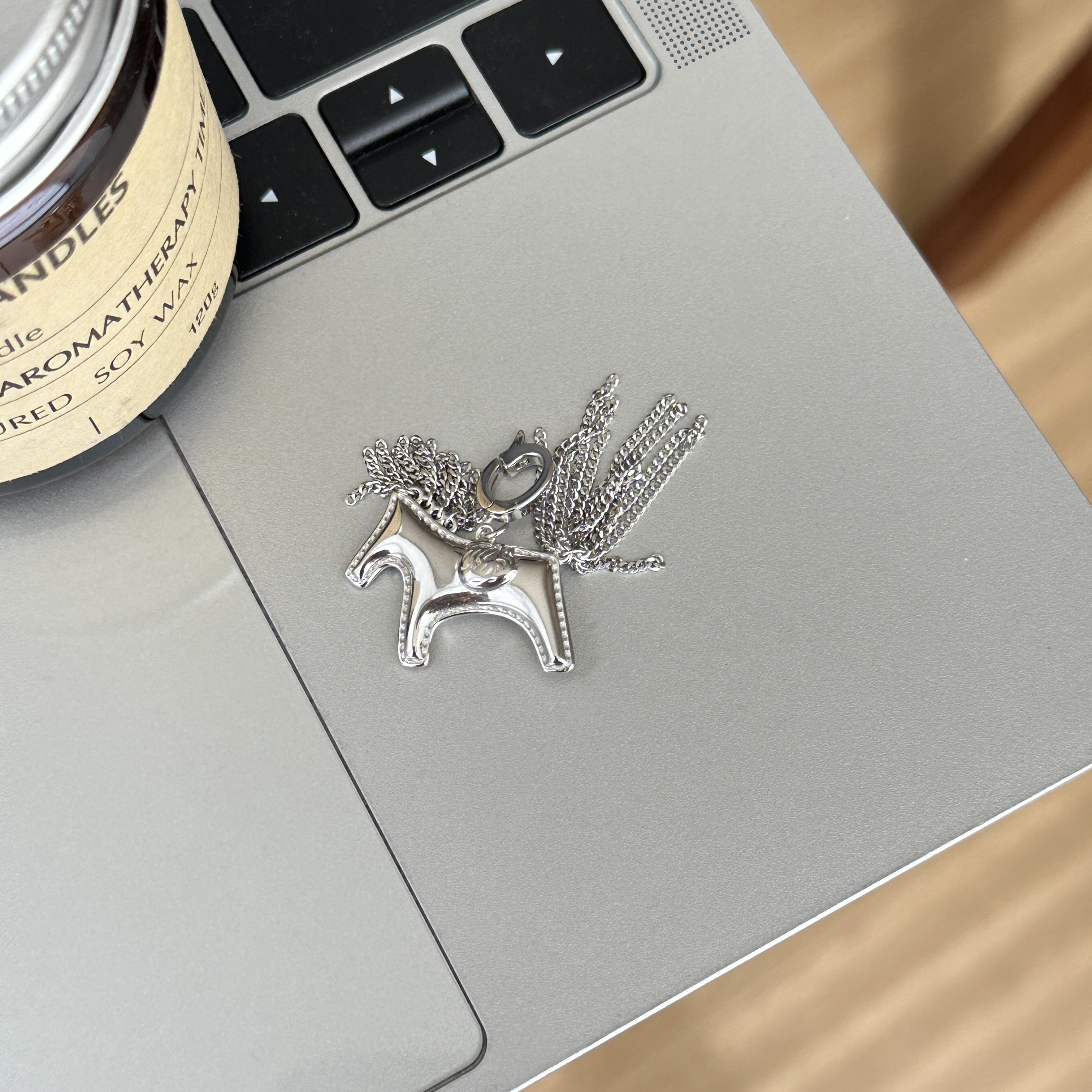 吊坠925银 ins风时尚简约百搭气质做旧电白流苏小马银吊坠 3181