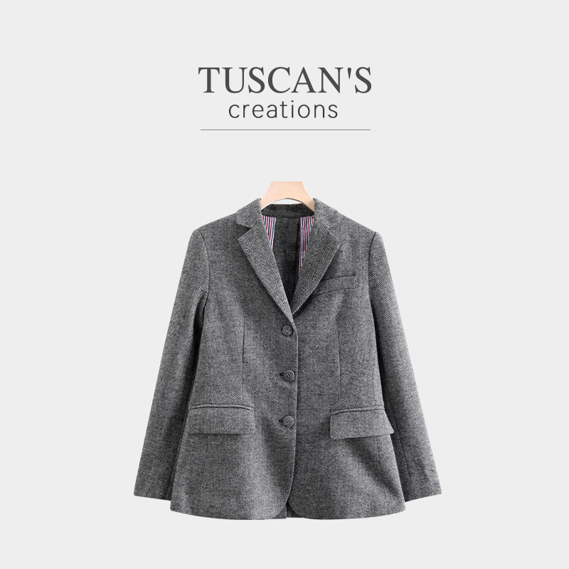 TUSCAN'S CREATIONS百搭秋季复古设计款女款小西装气质西服