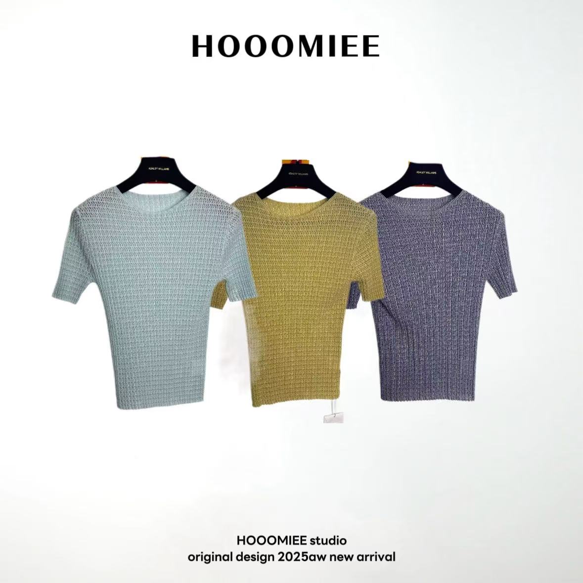 Hooomiee坑条镂空修身针织衫ML25060