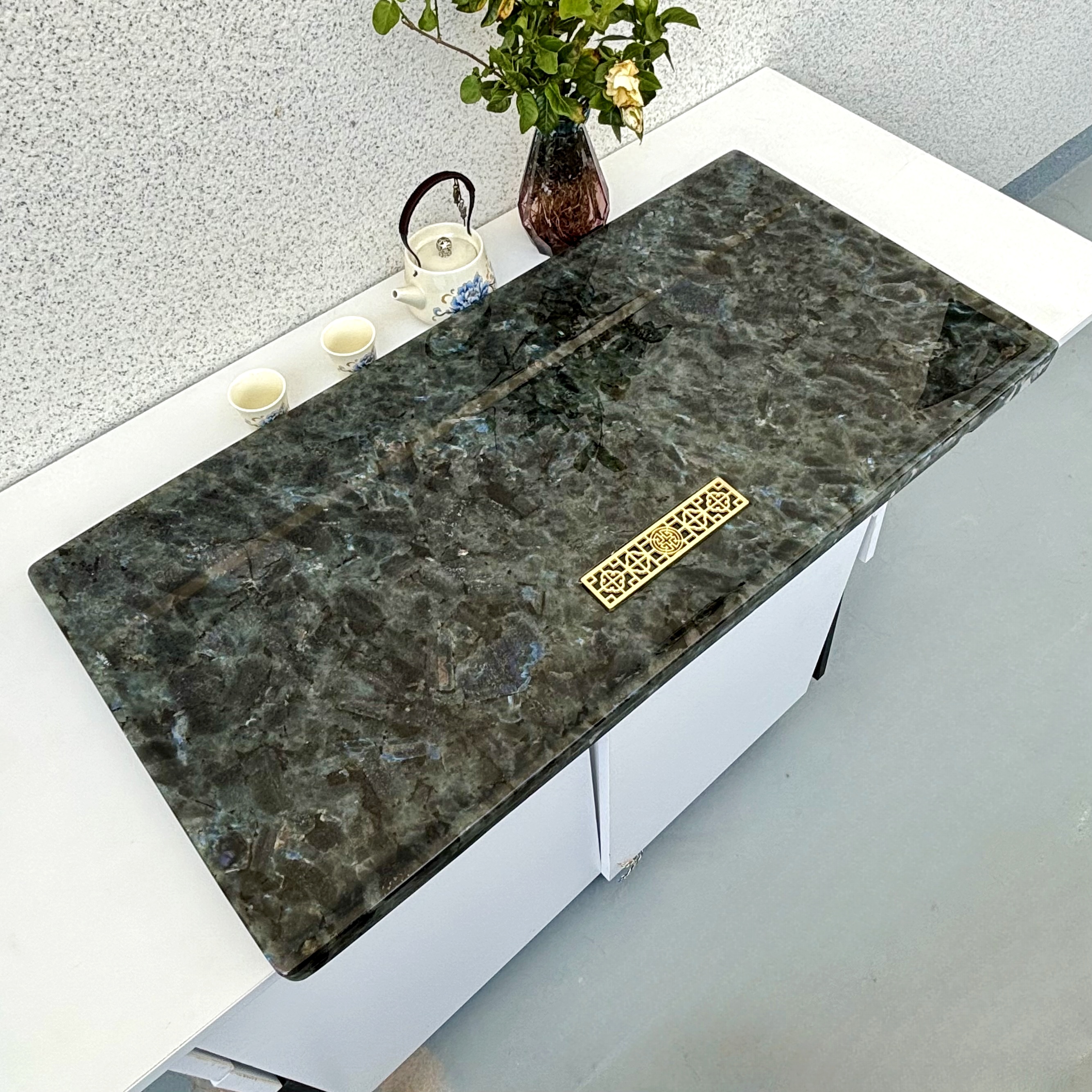 102号蓝翡翠（80*40）天然奢石茶盘 咨询链接（优惠联系客服）