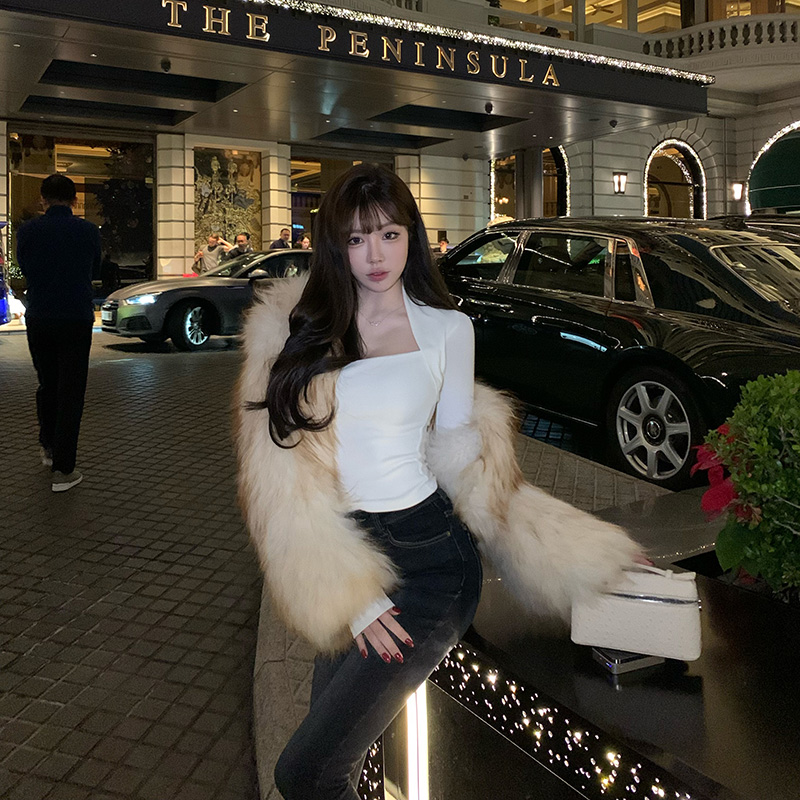 Liuu嘻嘻阿高级感洋气毛毛外套女暖冬季包裹性狐狸皮皮草草