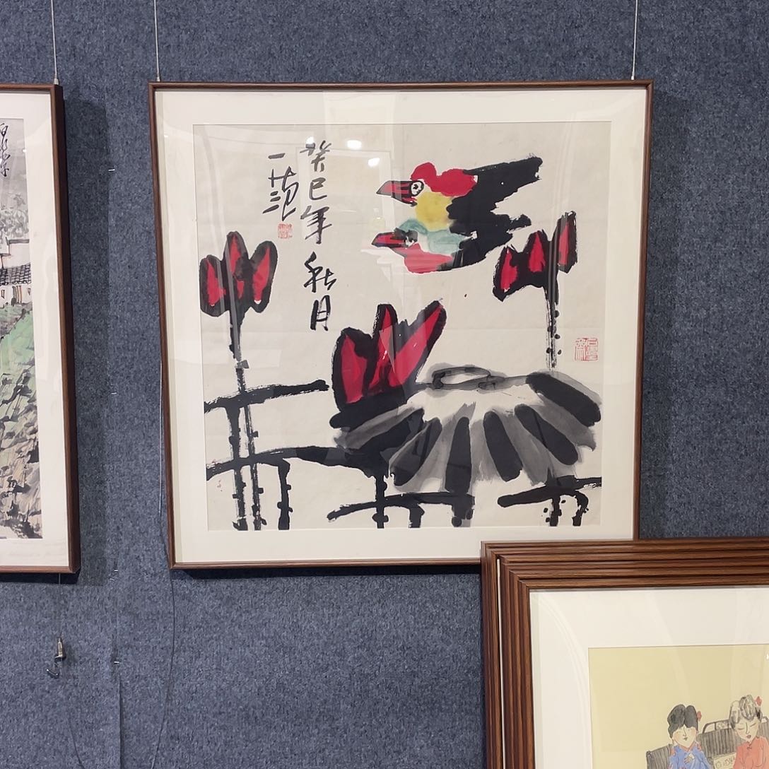 国画手绘画作品带框发货姜国华