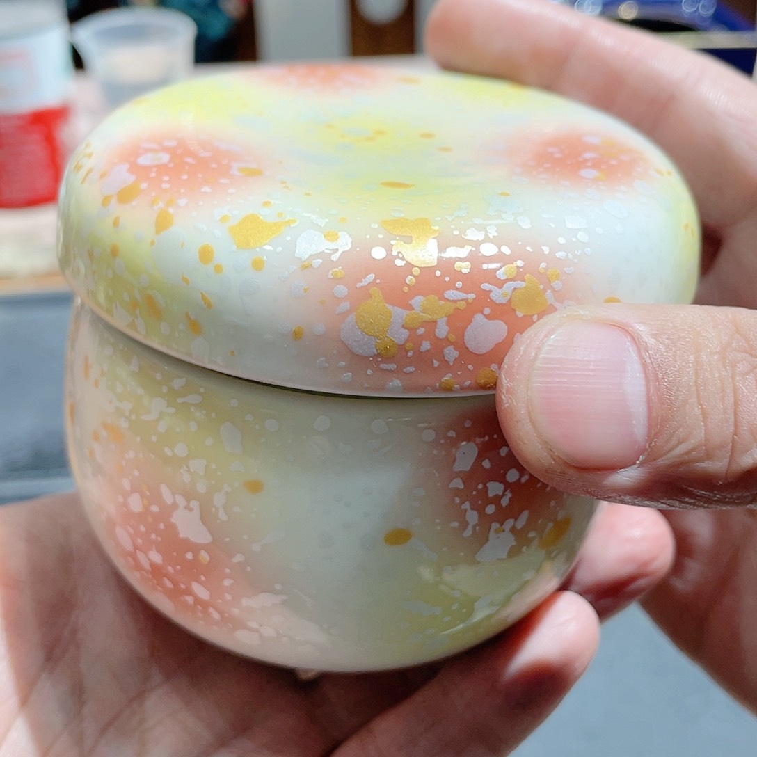 全新雅晴底款满金银彩小炖盅盖罐