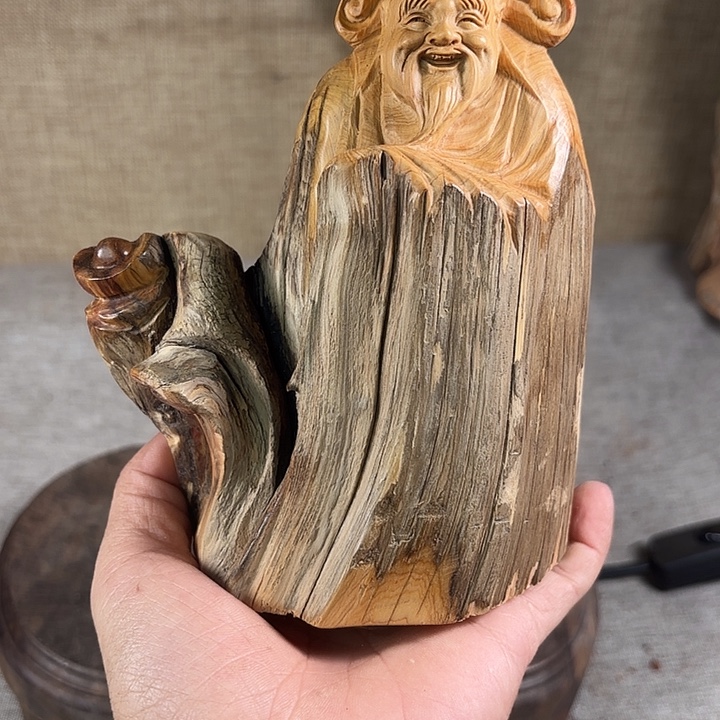 暗***号崖柏崖柏雕刻财爷