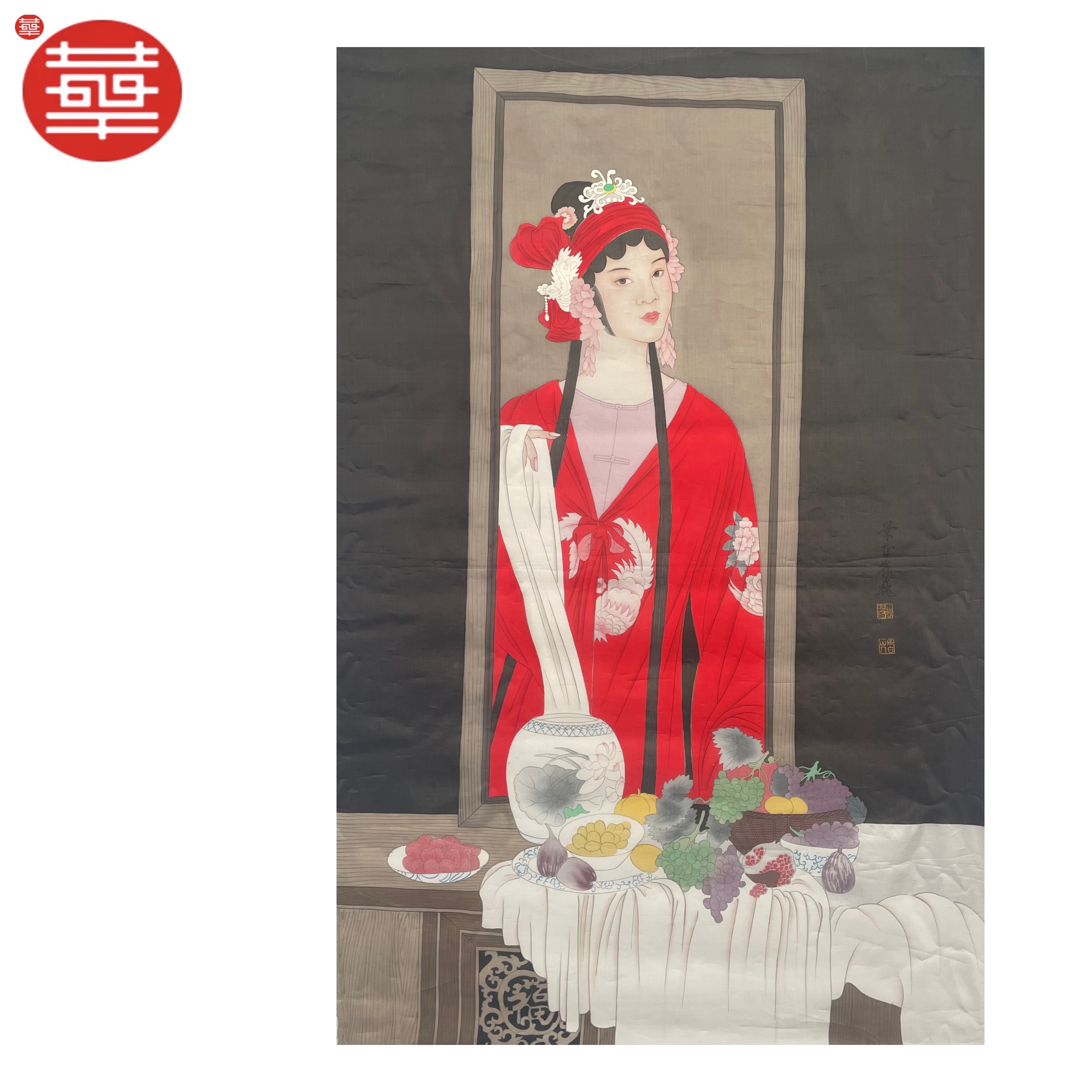 CJZ 绘画绢本静心《中国红》80×120